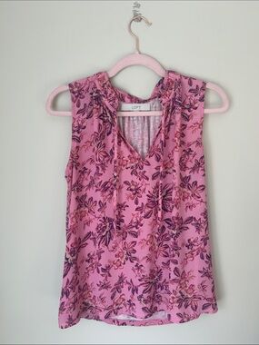 LOFT Pink Floral Sleeveless Blouse